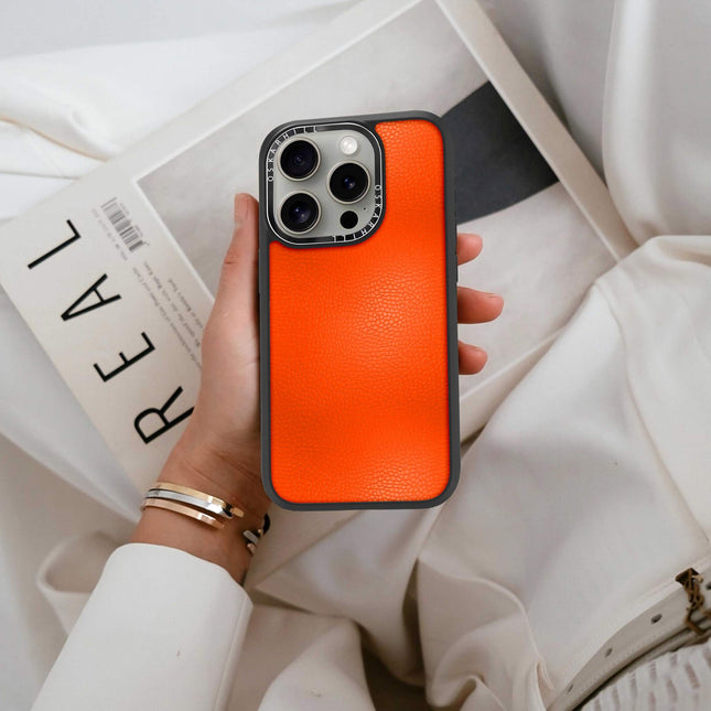 iPhone 16 Pro Case Elite Leather — Reddish Orange