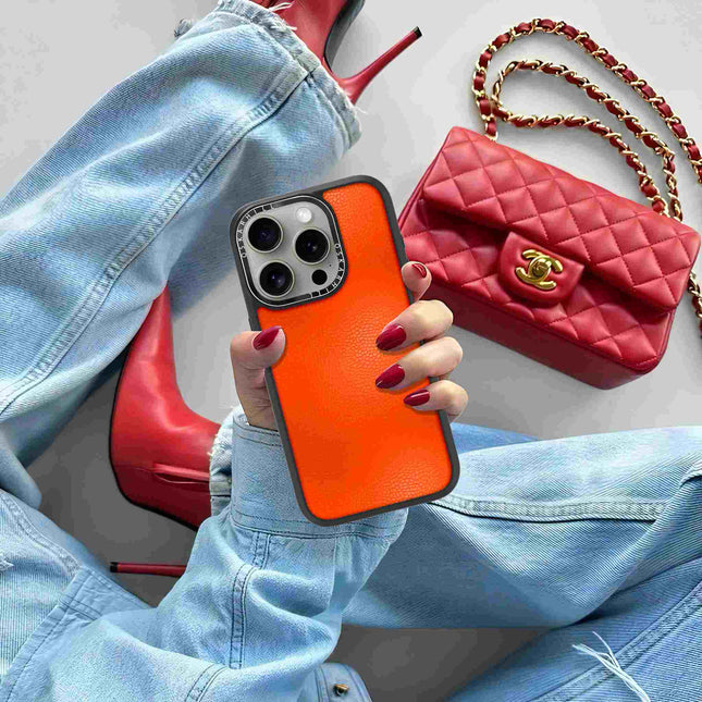 iPhone 15 Pro Max Case Elite Leather — Reddish Orange