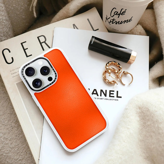 iPhone 15 Pro Case Classic Leather — Reddish Orange