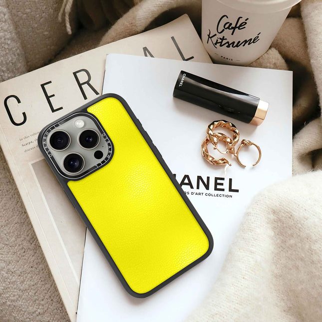 iPhone 14 Pro Case Elite Leather — Lemon Yellow