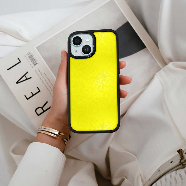 iPhone 15 Plus Case Elite Leather — Lemon Yellow