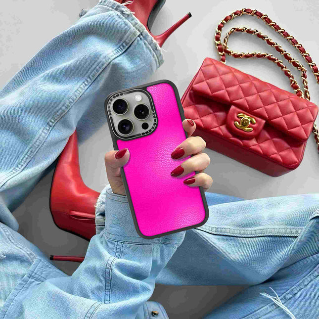 iPhone 14 Pro Case Elite Leather — Shocking Pink