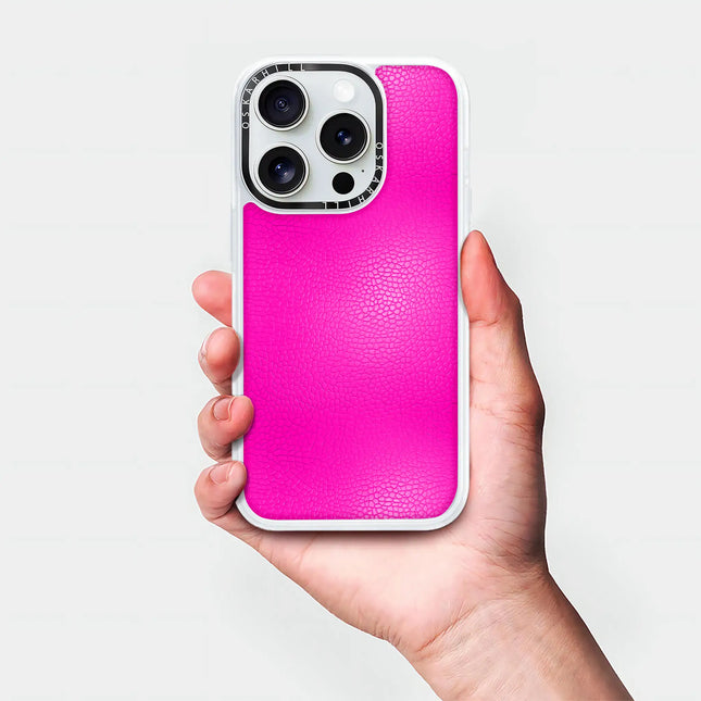 iPhone 15 Pro Case Classic Leather — Shocking Pink