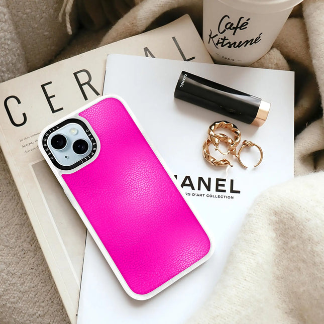 iPhone 15 Case Classic Leather — Shocking Pink