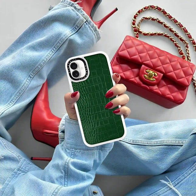 iPhone 16 Case Classic Alligator — Dark Green