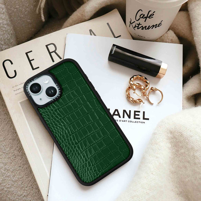 iPhone 15 Plus Case Elite Alligator — Dark Green