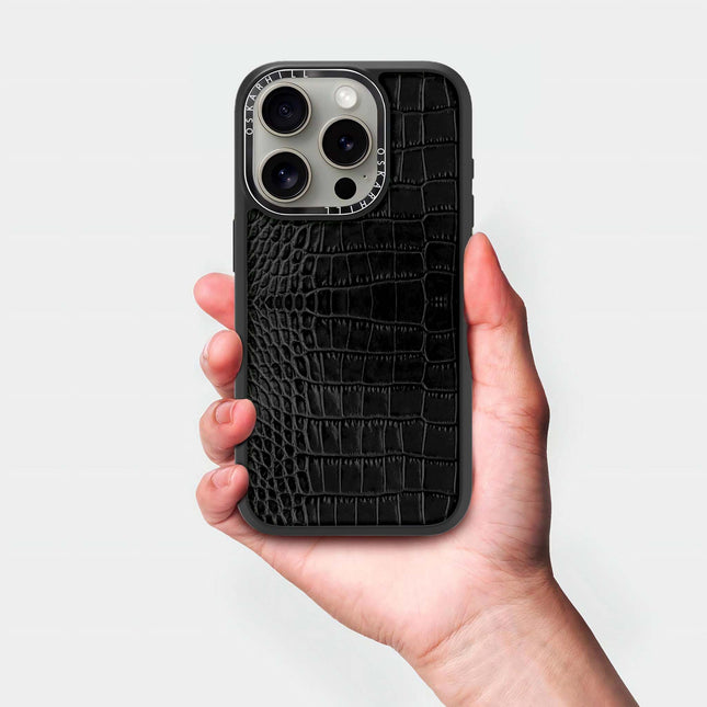 iPhone 14 Pro Case Elite Alligator — Smoky Black