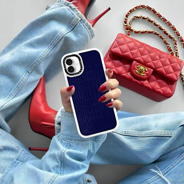 iPhone 16 Case Classic Alligator — Night Blue