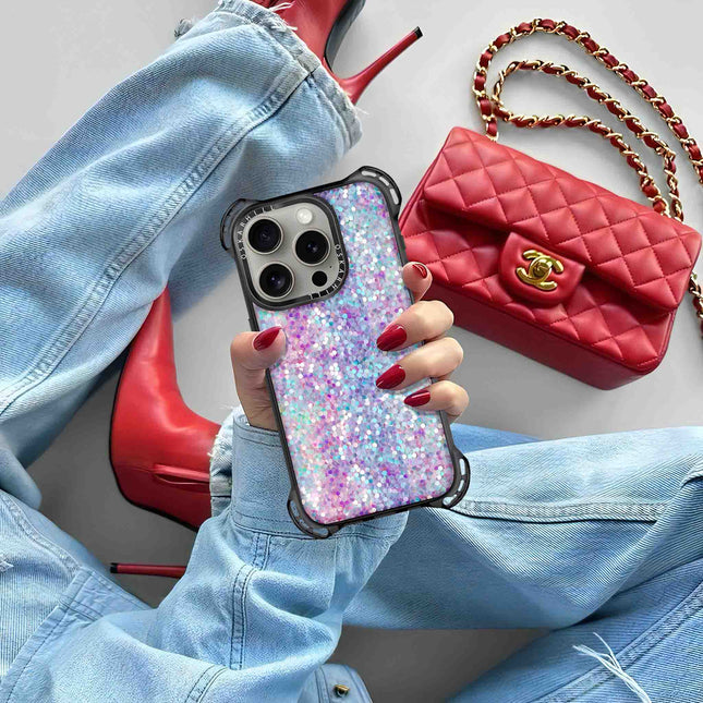 iPhone 13 Pro Max Case Bounce — Pastel Purple-Blue Glitter