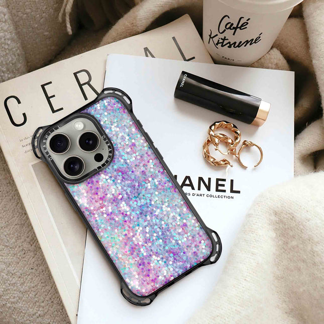 iPhone 16 Pro Max Case Bounce — Pastel Purple-Blue Glitter