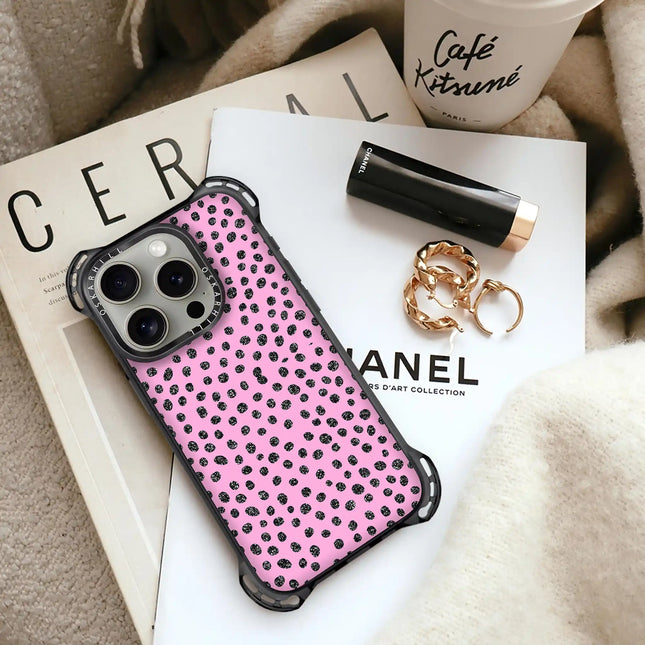 iPhone 14 Pro Case Bounce — Glitter Polka Pink