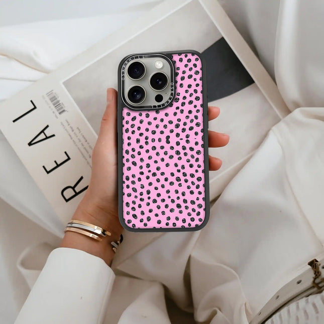 iPhone 15 Pro Case Elite — Glitter Polka Pink