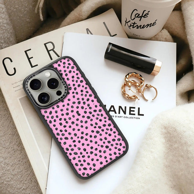 iPhone 16 Pro Max Case Elite — Glitter Polka Pink