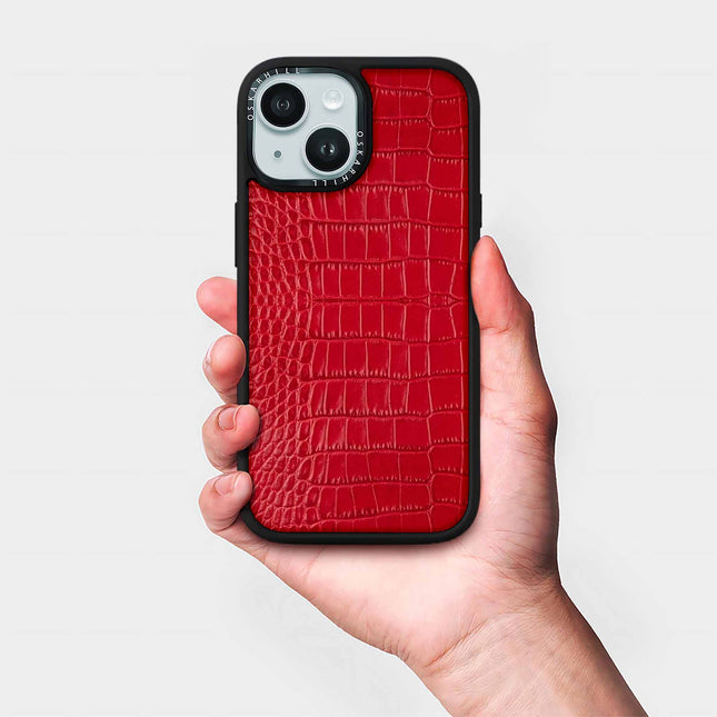 iPhone 15 Plus Case Elite Alligator — Valentine Red