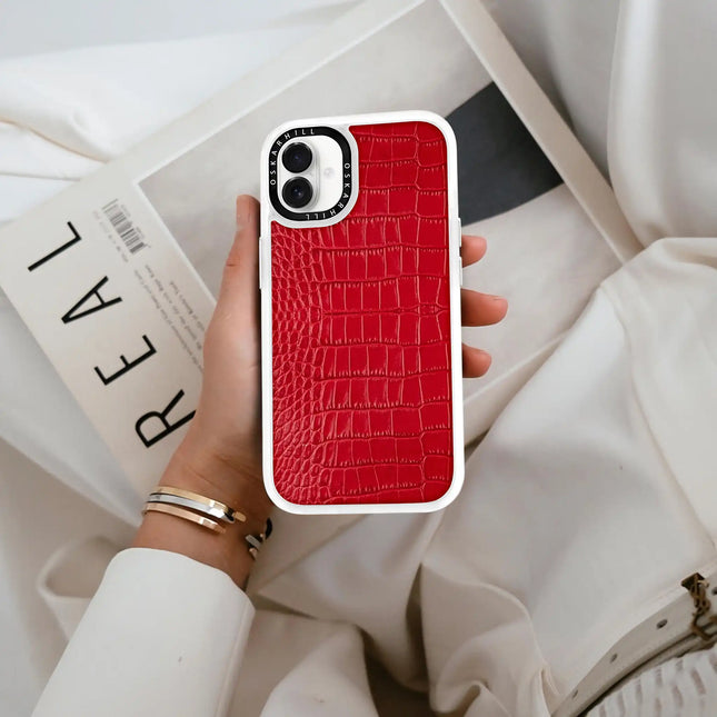 iPhone 16 Plus Case Classic Alligator — Valentine Red