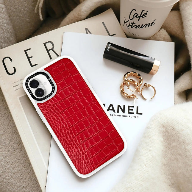 iPhone 16 Case Classic Alligator — Valentine Red