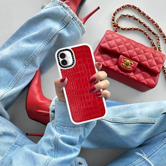 iPhone 16 Plus Case Classic Alligator — Valentine Red