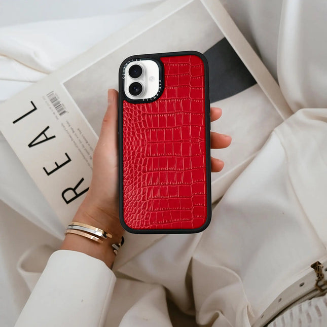 iPhone 16 Plus Case Elite Alligator — Valentine Red