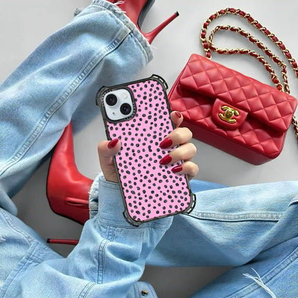 iPhone 15 Case Bounce — Glitter Polka Pink