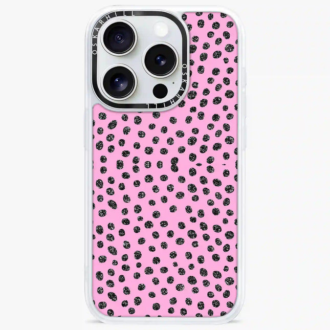 iPhone 15 Pro Case Classic — Glitter Polka Pink