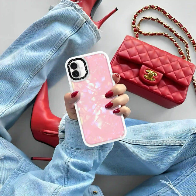 iPhone 16 Case Classic — Glitter Blush Prism Pearl