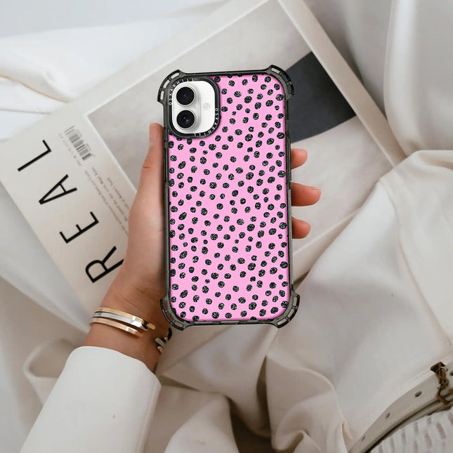 iPhone 16 Case Bounce CASE — Glitter Polka Pink