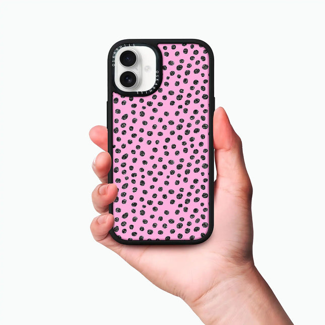 iPhone 16 Plus Case Elite — Glitter Polka Pink