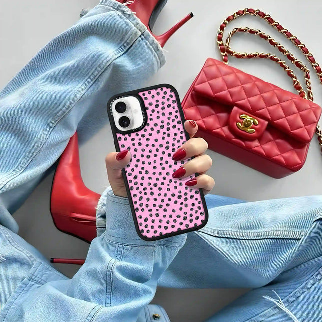 iPhone 16 Case Elite — Glitter Polka Pink