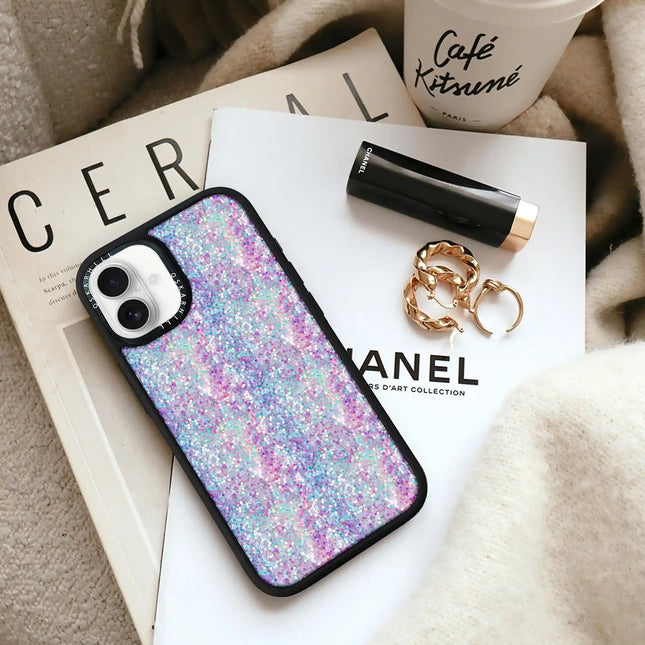 iPhone 16 Case Elite — Pastel Purple-Blue Glitter