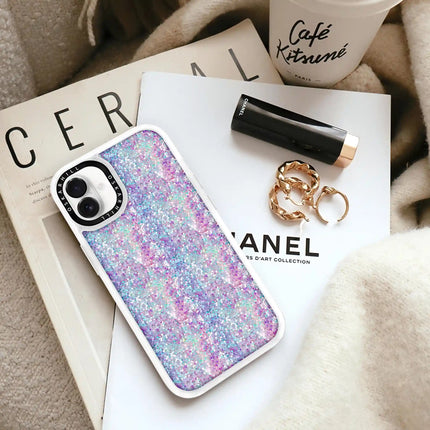 iPhone 16 Classic Case — Pastel Purple-Blue Glitter