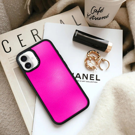 iPhone 16 Case Elite Leather — Shocking Pink