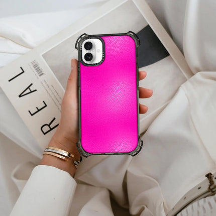 iPhone 16 Plus Case Bounce Leather — Shocking Pink