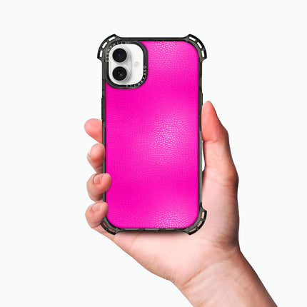 iPhone 16 Plus Case Bounce Leather — Shocking Pink