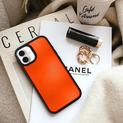 iPhone 16 Case Elite Leather — Reddish Orange