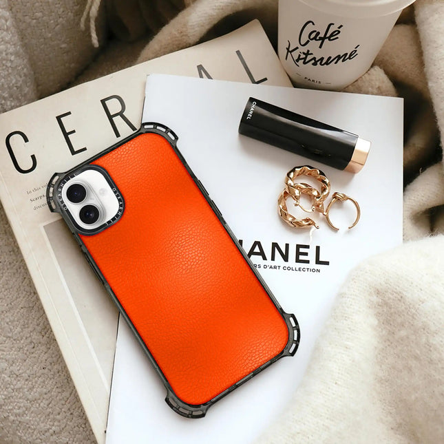 iPhone 16 Case Bounce Leather — Reddish Orange