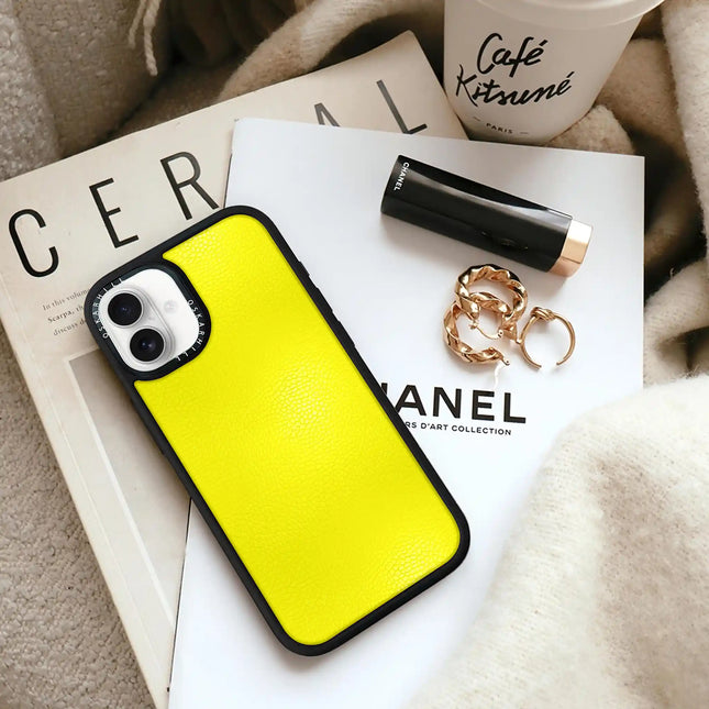 iPhone 16 Case Elite Leather — Lemon Yellow