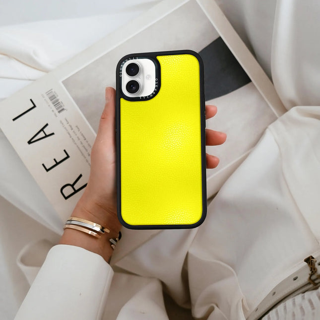 iPhone 16 Case Elite Leather — Lemon Yellow